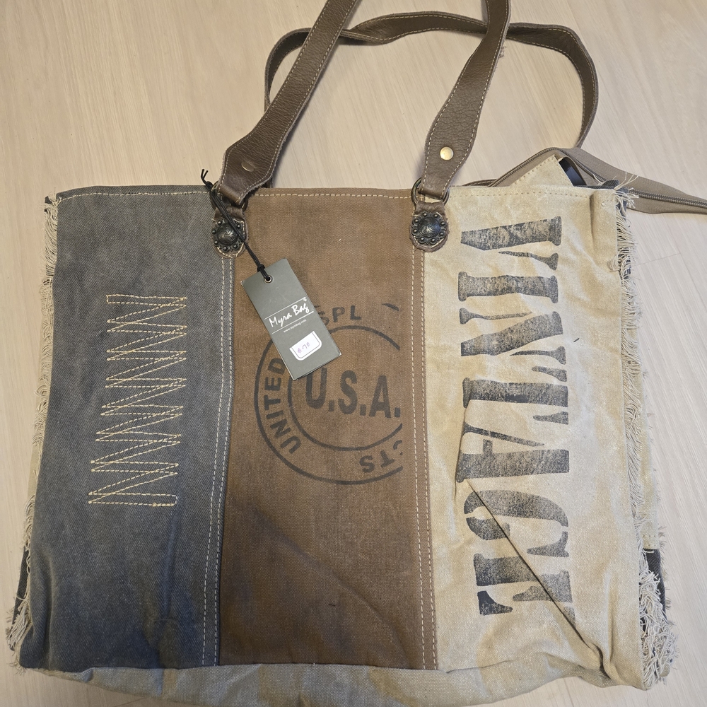 Myra Bag Rustic Brown and Gray Travel Bag